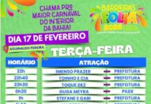 Confira as atrações desta terça-feira do Barreiras Folia no Circuito Aguinaldo Pereira
